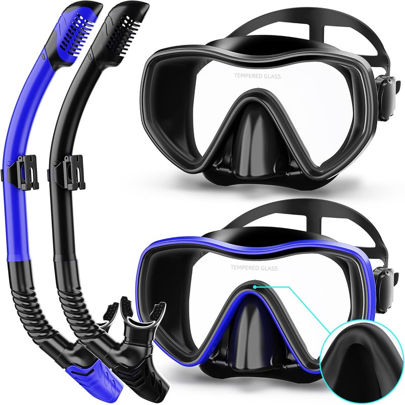 MELUMILU Snorkeling Gear for Adults, Dry Snorkel Set 180° Panoramic Wide View Anti-Fog Scuba Diving Mask, Professional Snorkel Gear for Free Breathing, Swimming, Diving, Nose Upgrade 2.0 - Image 1